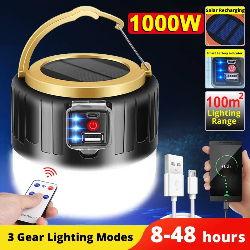 Camping Solar Lantern - LED Solar Camping Light Power Bank