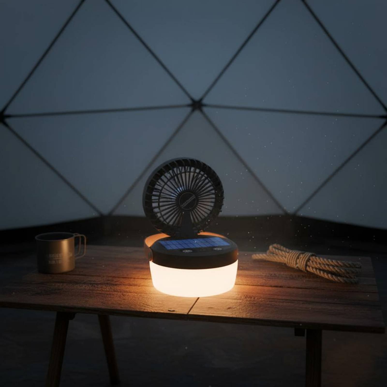 Camping Solar Lantern - Solar Camping Fan Lantern Foldable Design