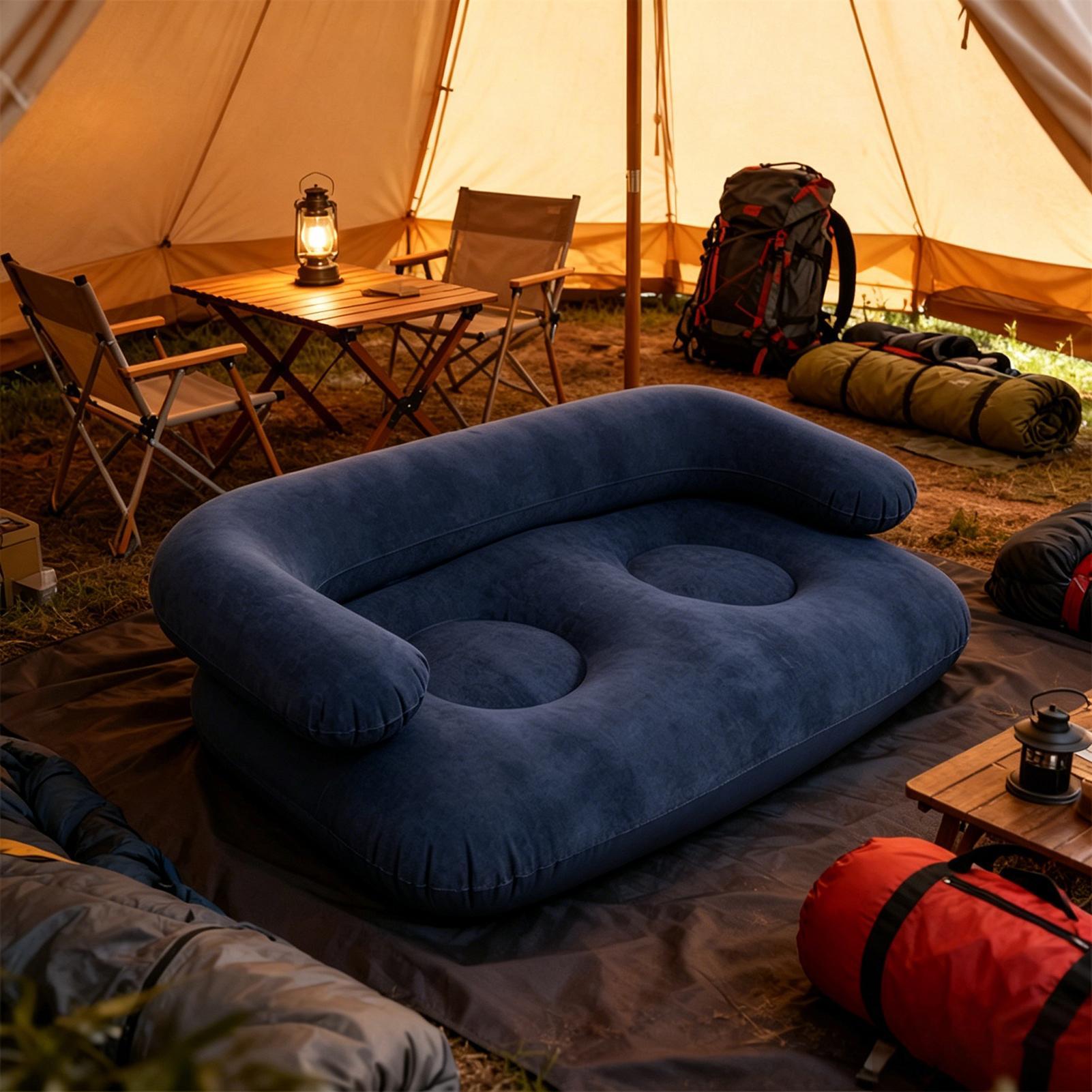 Outdoor Camping Decke - 135X66X45cm Flocked Inflatable Sofa with Quick