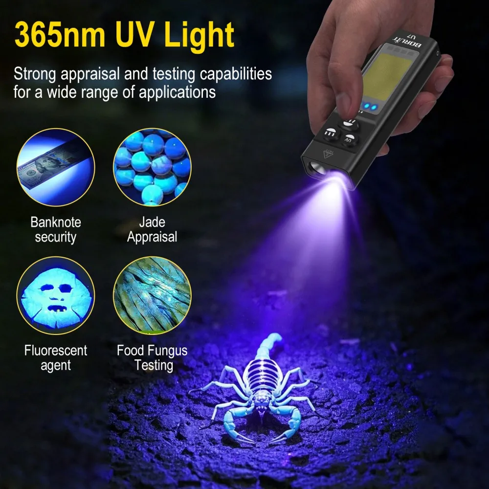 BORUiT U7 UV LED EDC Flashligh - огляд і ціна Battery Outdoor Camping