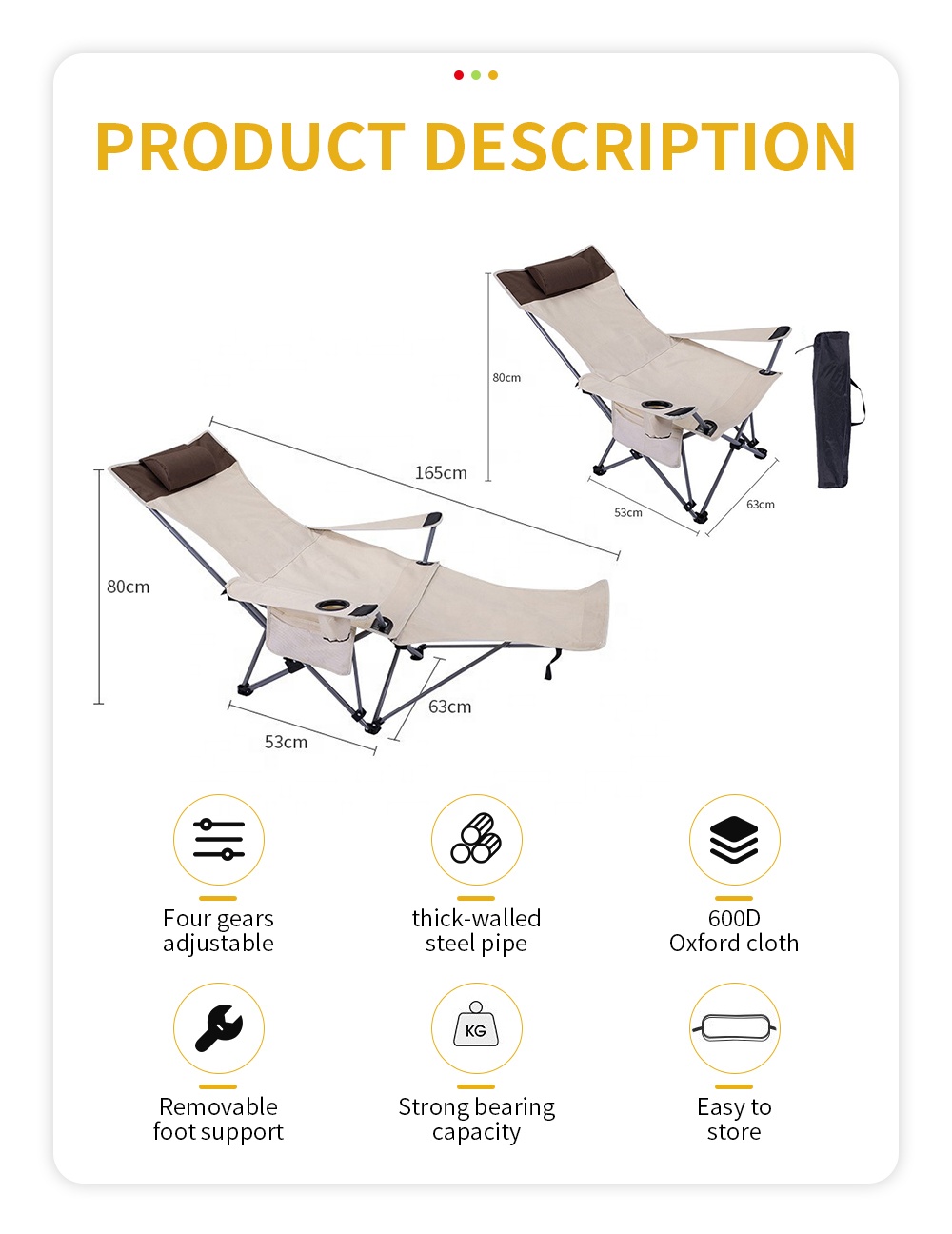 Portable Folding Reclining Cha - огляд і ціна Outdoor Camping Folding Chair