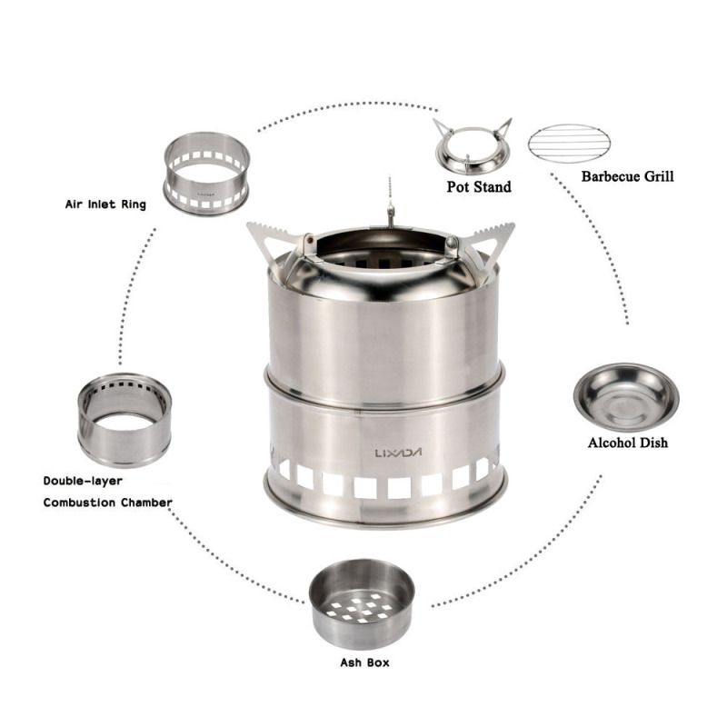 Lixada Stainless Steel Wood St - огляд і ціна Outdoor Camping Wood Stove