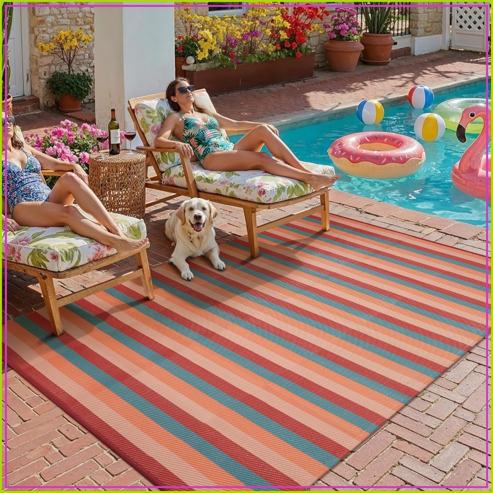 5x8 Outdoor Rug Orange Red Str - огляд і ціна Outdoor Camping Decke