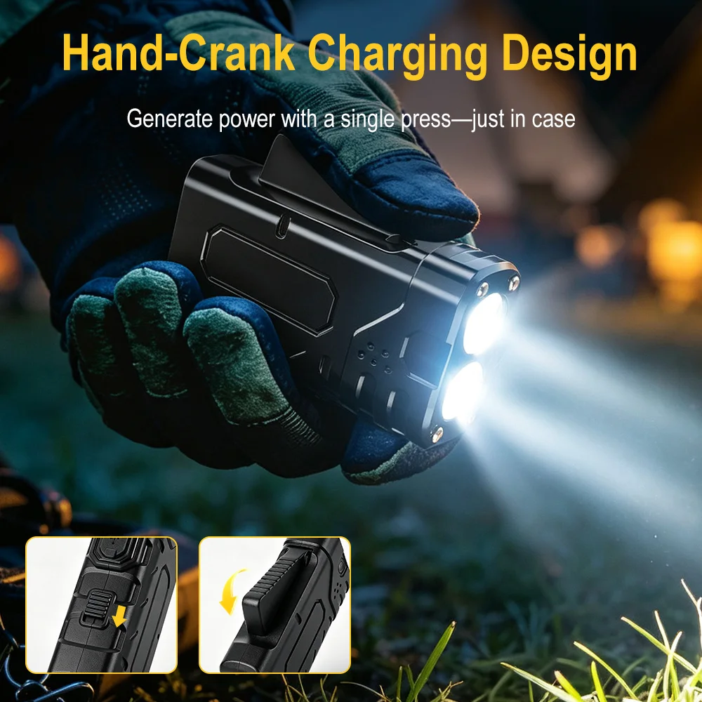 BORUIiT Hand Crank EDC LED Fla - огляд і ціна Outdoor Camping And Fishing