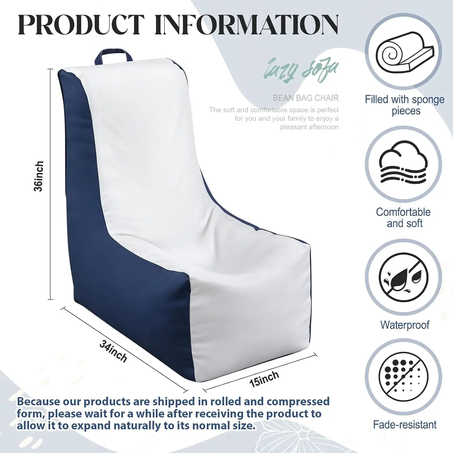 1 Pcs Boat Bean Bag Chair Loun - огляд і ціна Outdoor Camping Lounge Chairs