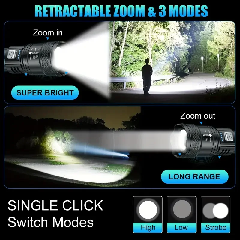 Tactical LED Flashlight 2000LM - огляд і ціна Battery Outdoor Camping